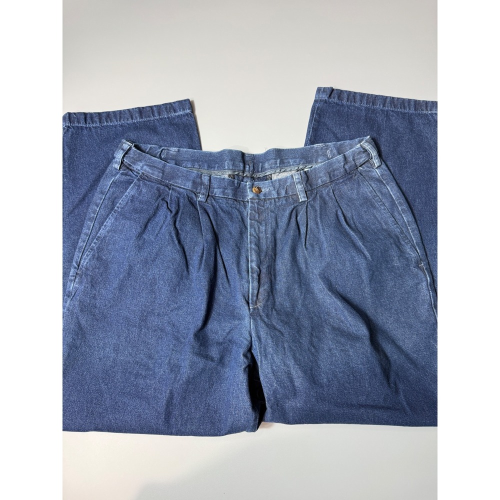 Vintage 1980s Haggar Heavy Denim Pleated High Waist Trousers Men's 40x29 USA